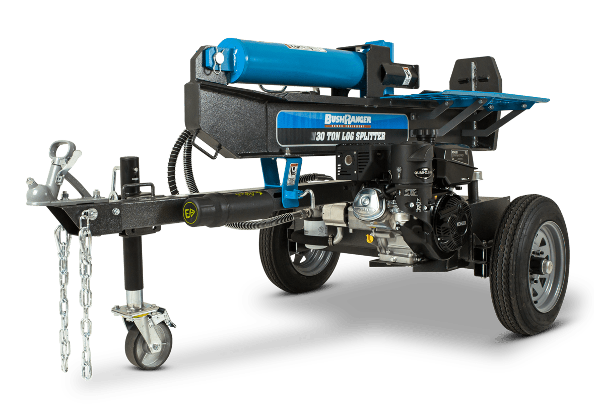 BushRanger 30 Ton Log Splitter - Larger Wheel Hubs and Wheels Larger Log Cradle